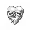heart with the frightening skull and with the inscription below "𝖋𝖎𝖓𝖎𝖘 𝖛𝖎𝖙𝖆𝖊 𝖘𝖊𝖉 𝖓𝖔𝖓 𝖆𝖒𝖔𝖗𝖎𝖘" tattoo design idea