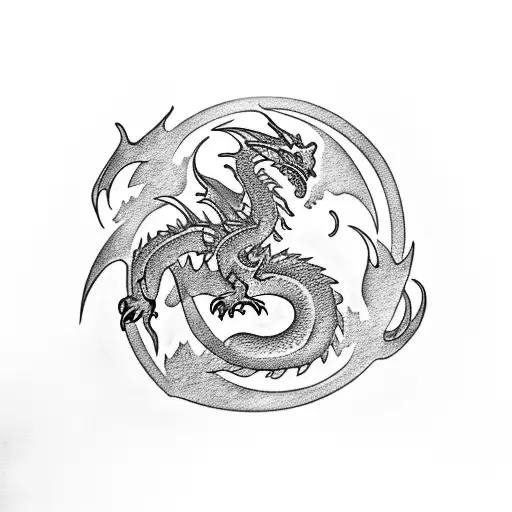 Dragon and Phoenix  tattoo design idea