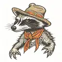 cowboy hat raccoon tattoo design idea