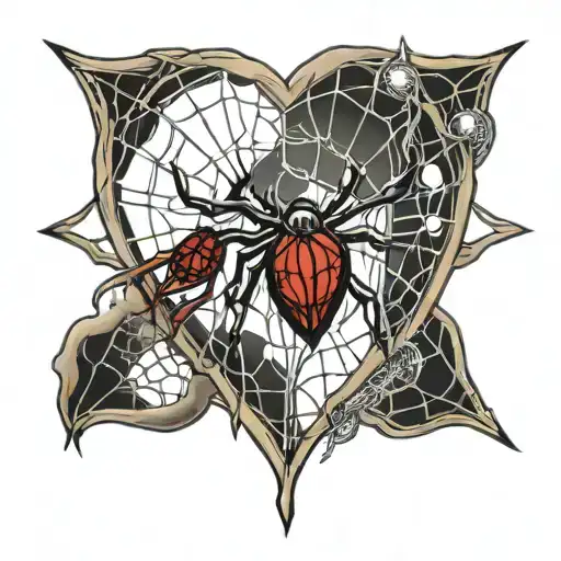 heart web w spider weaving a web tattoo design idea