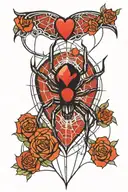 heart web w spider down in the middle tattoo design idea