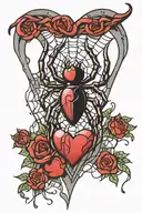 heart web w spider down in the middle tattoo design idea