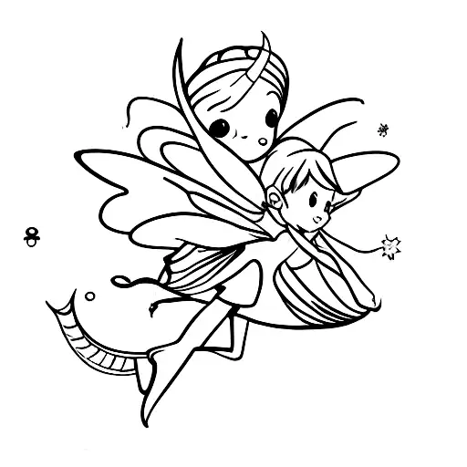 simple fairy flying tattoo design idea