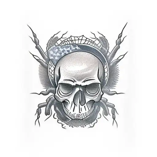 skull turning into spider tattoo design idea