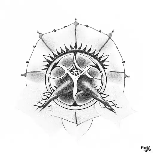 A motorcycle wheel with a crown of thorns around it tattoo design idea