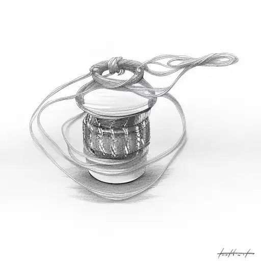 string tied around ring finger in a bow tattoo design idea