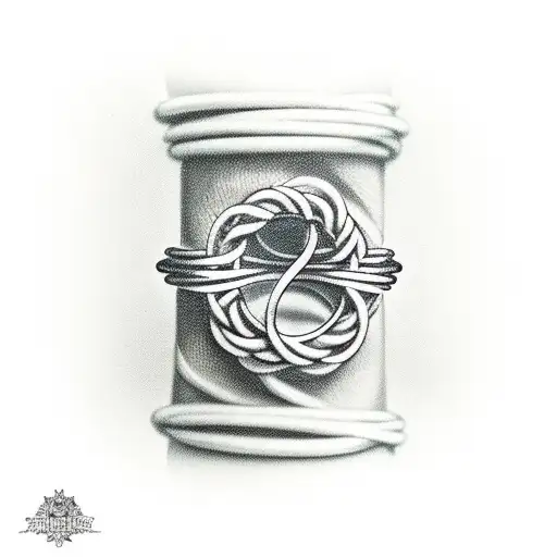 string tied around ring finger in a bow tattoo design idea