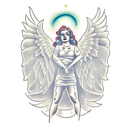 half angel half devil tattoo design idea