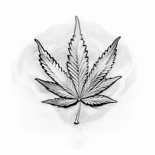 A mystical marijuana leaf intertwined with elements of nature tattoo design idea