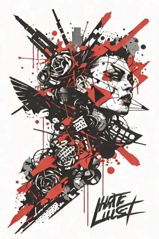 hate and lust pride and anger tattoo design idea