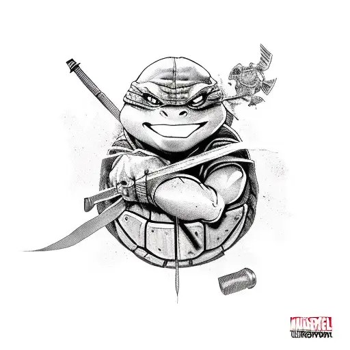 the last ronin teenage mutant ninja turtle cartoon tattoo design idea