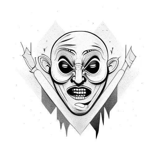 Comedy and Tragedy masks that look scratchy tattoo design idea