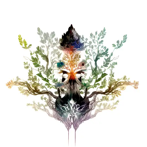 Combine elements of psychology and nature to create a tattoo that represents the interconnectedness of the human mind and the natural world. tattoo design idea