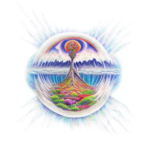 Combine elements of psychology and nature to create a tattoo that represents the interconnectedness of the human mind and the natural world. tattoo design idea