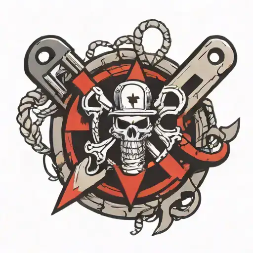 nurse symbol with wrench and barbed wire wrapped tattoo design idea