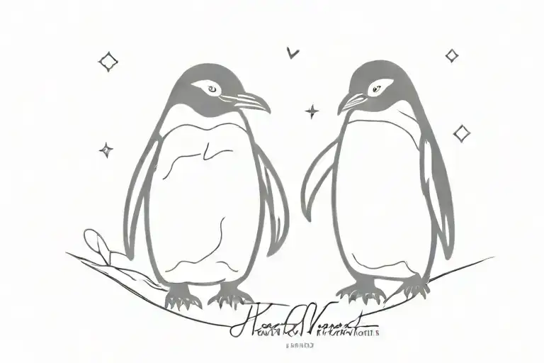 penguin with date of birth 19-06- 2018 tattoo design idea