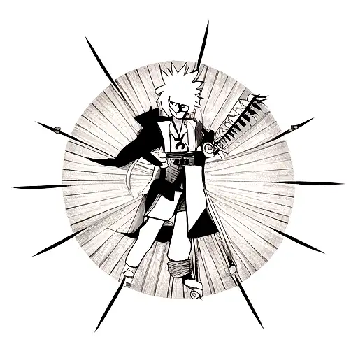 Minato Namikatze von Naruto shippuden tattoo mit kunai black and white  tattoo design idea