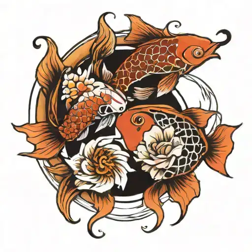 zodiac cancer yin yang koi tattoo design idea