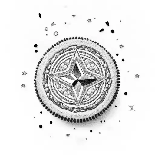 oreo cookie with the filling showing and  with stars and a diamond jewel on the outside tattoo design idea