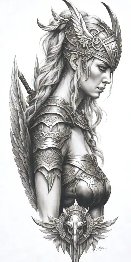 norse Valkyrie tattoo design idea