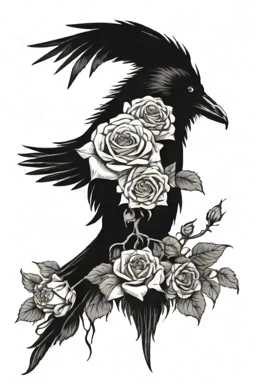 crow and wilted roses sleeve tattoo tattoo design idea