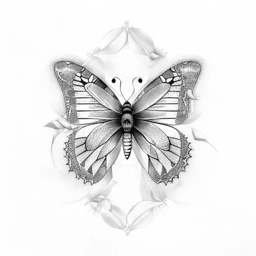 Dotwork "Butterfly Life Cycle" Tattoo Idea BlackInk AI