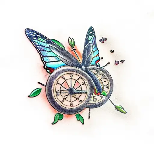 Traditional "Butterfly Life Cycle" Tattoo Idea BlackInk AI