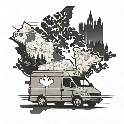 Canada Map, Delivery Van/box, Tim Hortons, Honda Civic tattoo design idea
