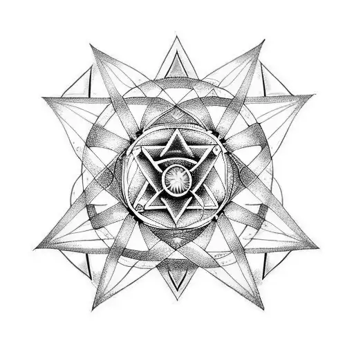 Combine sacred geometry with Wiccan pagan symbols to create a powerful protection sigil tattoo design idea