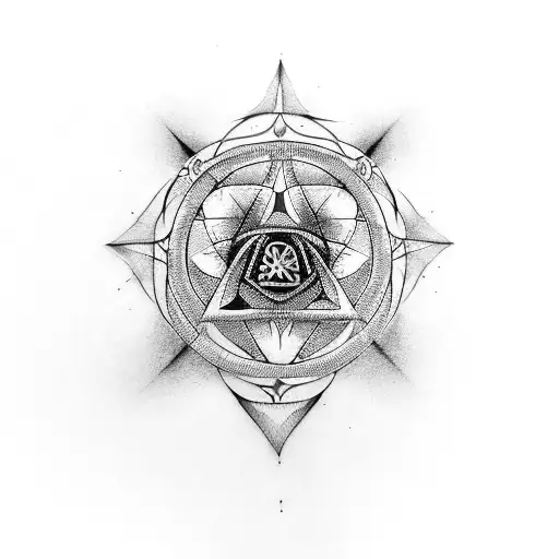 Combine sacred geometry with Wiccan pagan symbols to create a powerful protection sigil tattoo design idea