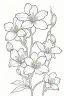 Chrysanthemum, orchid, and carnation flowers growing tattoo design idea