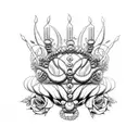 medusa crown with bisexual colored flowers tattoo design idea