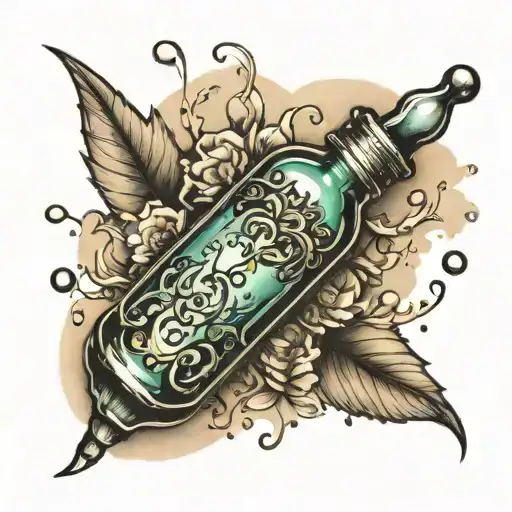 vial with bubbling shadows tattoo design idea