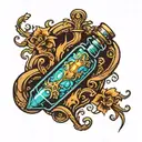 vial with glowing liquid  tattoo design idea