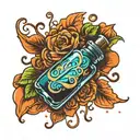 vial with glowing liquid  tattoo design idea