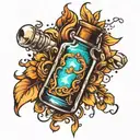 vial with glowing liquid  tattoo design idea