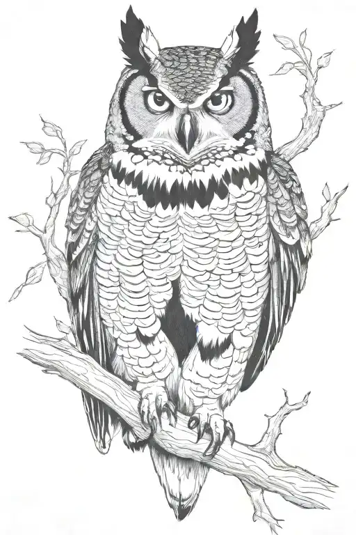 great horned owl tattoo design idea