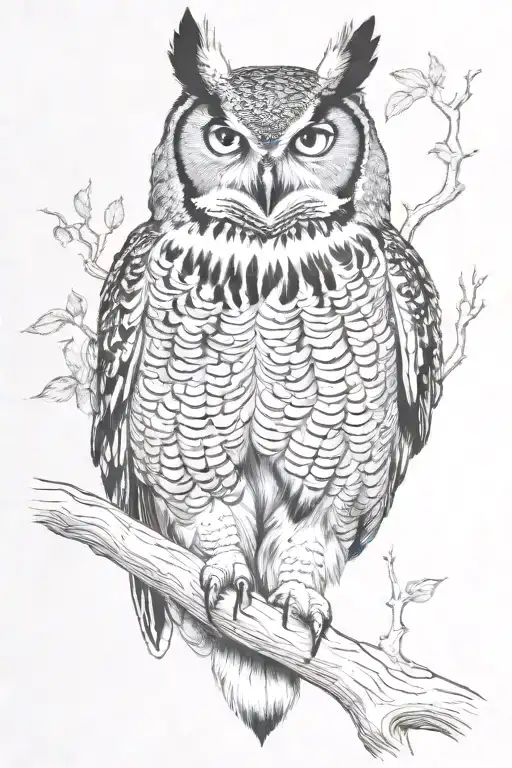 great horned owl tattoo design idea