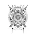 roulette wheel arm sleeve tattoo design idea