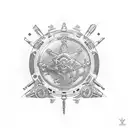 roulette wheel arm sleeve tattoo design idea