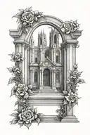 cemetery cathedral windows  tattoo design idea