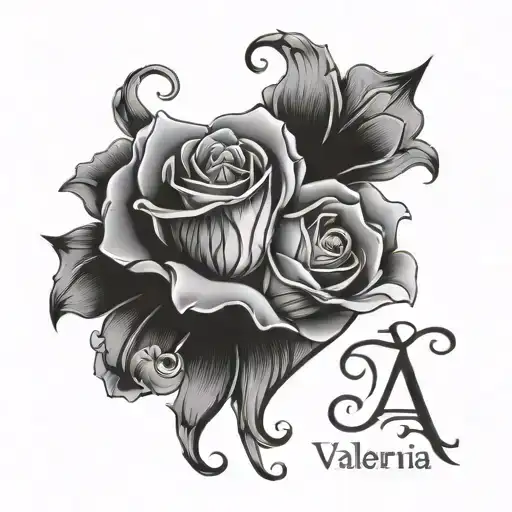 birth date related to valentines day and a name "valeria" tattoo design idea