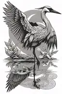 crane bird and reflection as origami crane bird tattoo design idea
