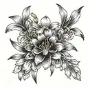 snowdrop flower + carnation flower + daisy flower tattoo design idea