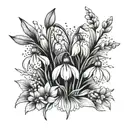 snowdrop flower + carnation flower + daisy flower tattoo design idea