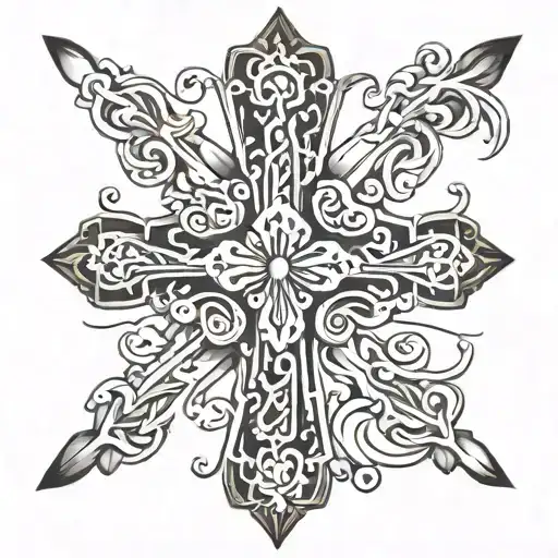spanish style cross tattoo design idea