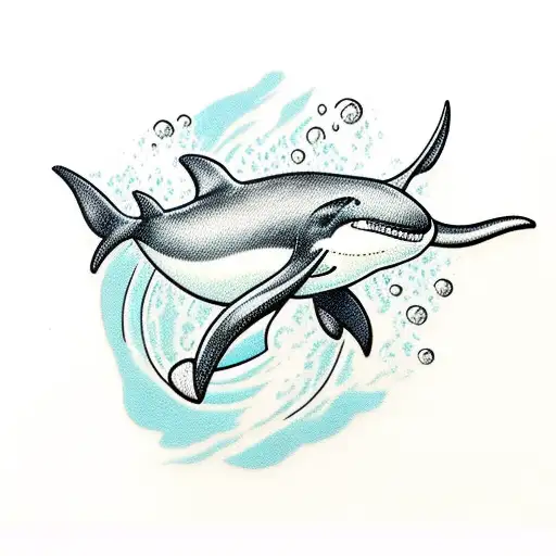 orca attacking a moose underwater tattoo design idea