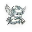 angel with money tattoo design idea