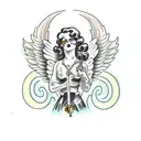 angel with money tattoo design idea