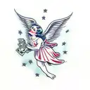 angel with money tattoo design idea